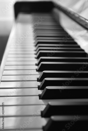 Black and white keys of the piano  indoors