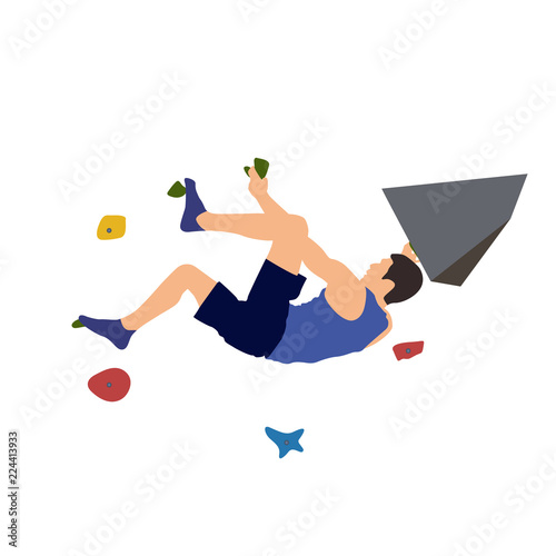 Man on climbing wall