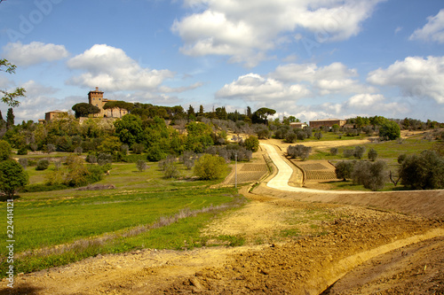 Landscape of tuscan countryside in spring photo