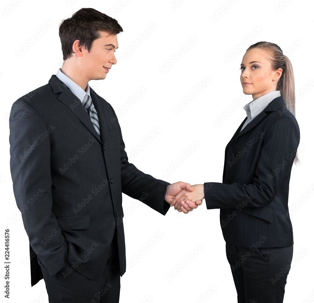 Businesspeople shaking hands isolated on white background Businesspeople shaking hands isolated on white background