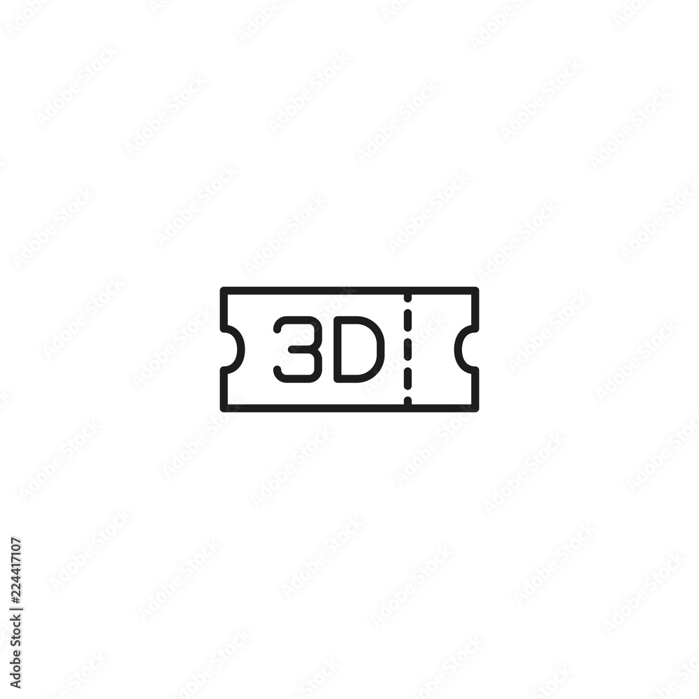 line 3d movie ticket icon on white background line 3d movie ticket icon on white background