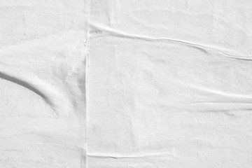 Blank white creased crumpled paper texture background old grunge ripped torn vintage collage posters placard