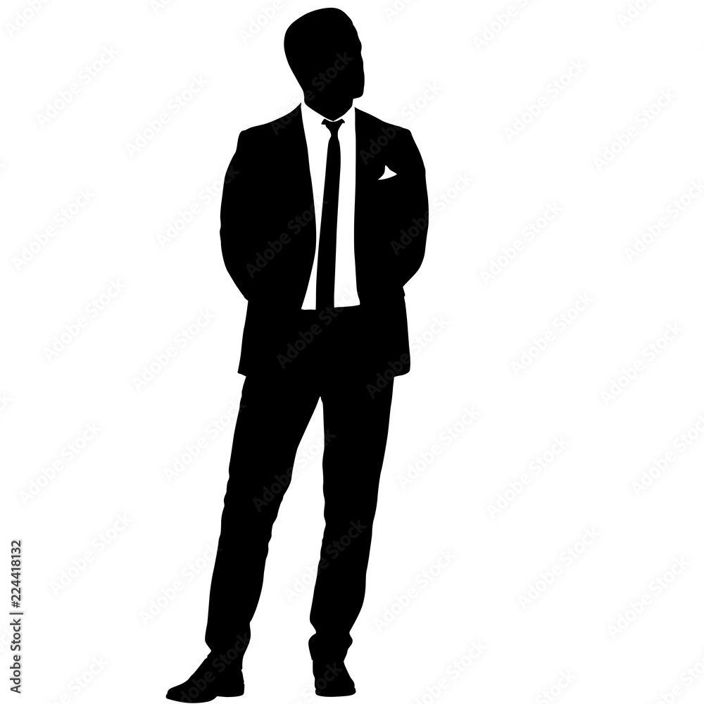 Silhouette businessman man in suit with tie on a white background Silhouette businessman man in suit with tie on a white background