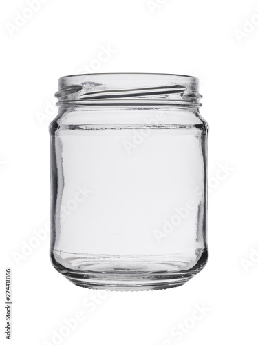 empty glass jar for conservation of food isolated on a white background
