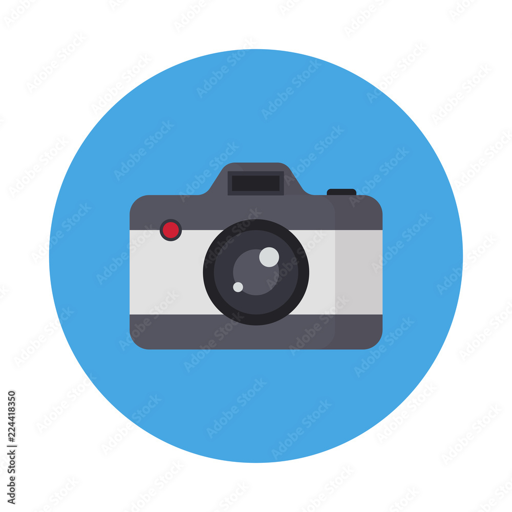 Photo Camera flat icon isolated on blue background. Simple camera symbol in flat style. Vector illustration for web and mobile design. Photo Camera flat icon isolated on blue background. Simple camera symbol in flat style. Vector illustration for web and mobile design.