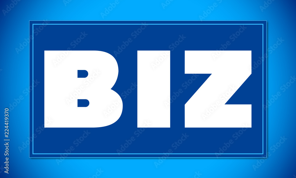 Biz - clear white text written on blue card on blue background Biz - clear white text written on blue card on blue background
