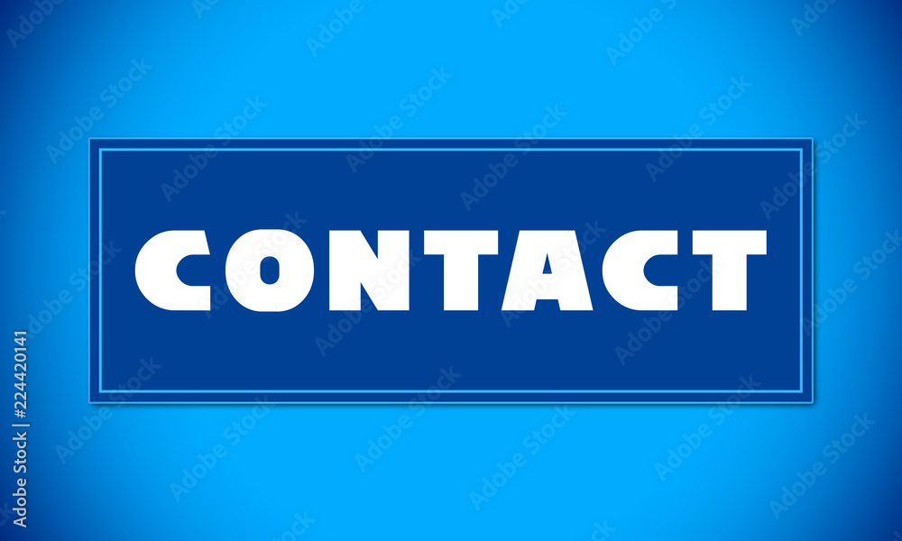 Contact - clear white text written on blue card on blue background