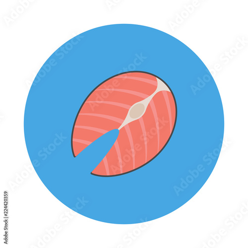 Salmon steak flat icon isolated on beige background. Salmon sign symbol in flat style. Seafood element Vector illustration for web and mobile design.