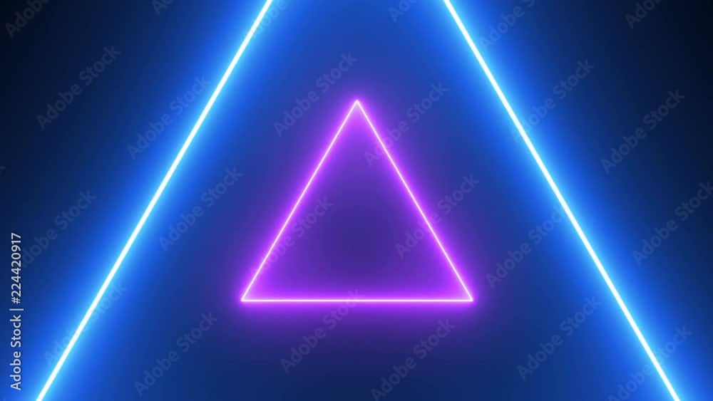 Abstract retro background with neon triangles Seamless loop