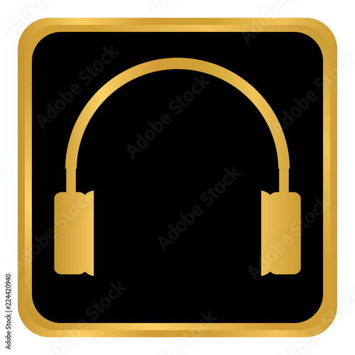 Headphones icon on black.