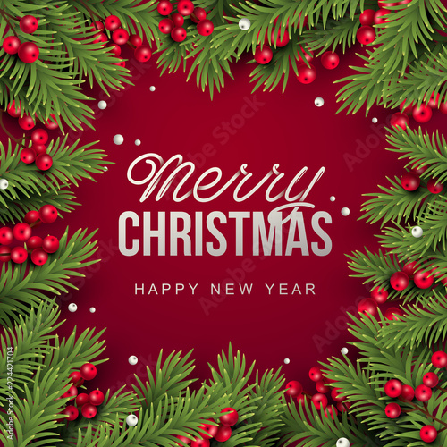 Merry Christmas background. Vector illustration with Christmas elements.