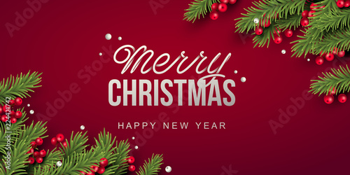 Merry Christmas background. Vector illustration with Christmas elements.