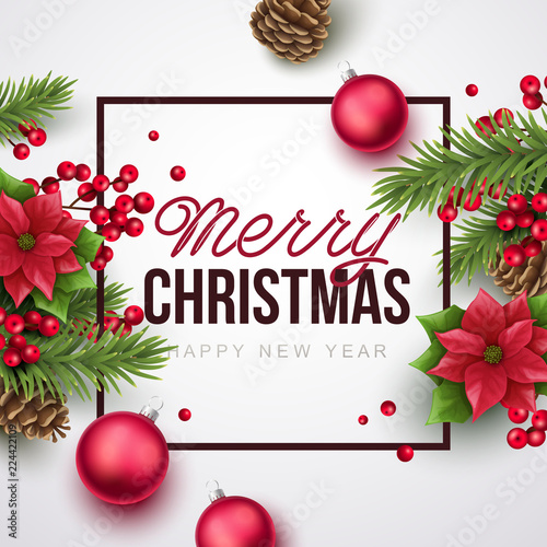 Merry Christmas background. Vector illustration with Christmas elements.