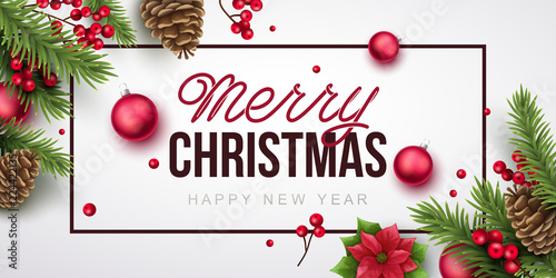 Merry Christmas background. Vector illustration with Christmas elements.
