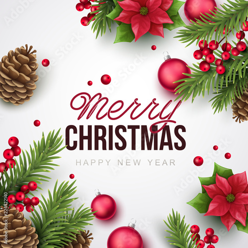 Merry Christmas background. Vector illustration with Christmas elements.