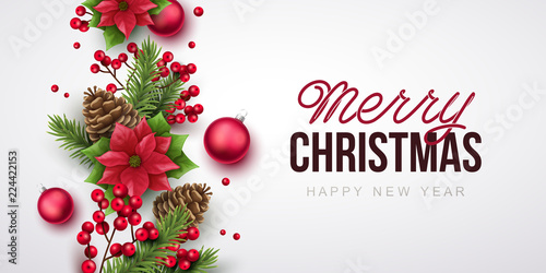 Merry Christmas background. Vector illustration with Christmas elements.
