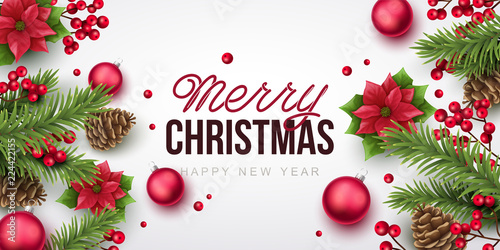 Merry Christmas background. Vector illustration with Christmas elements.