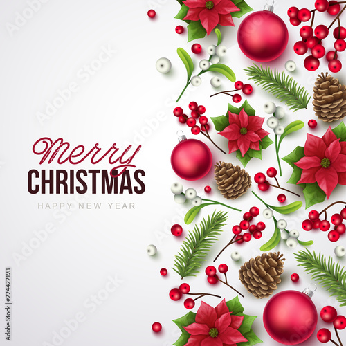 Merry Christmas background. Vector illustration with Christmas elements.