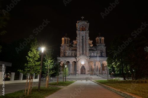 Church of Saint Mark in Belgrade at night
