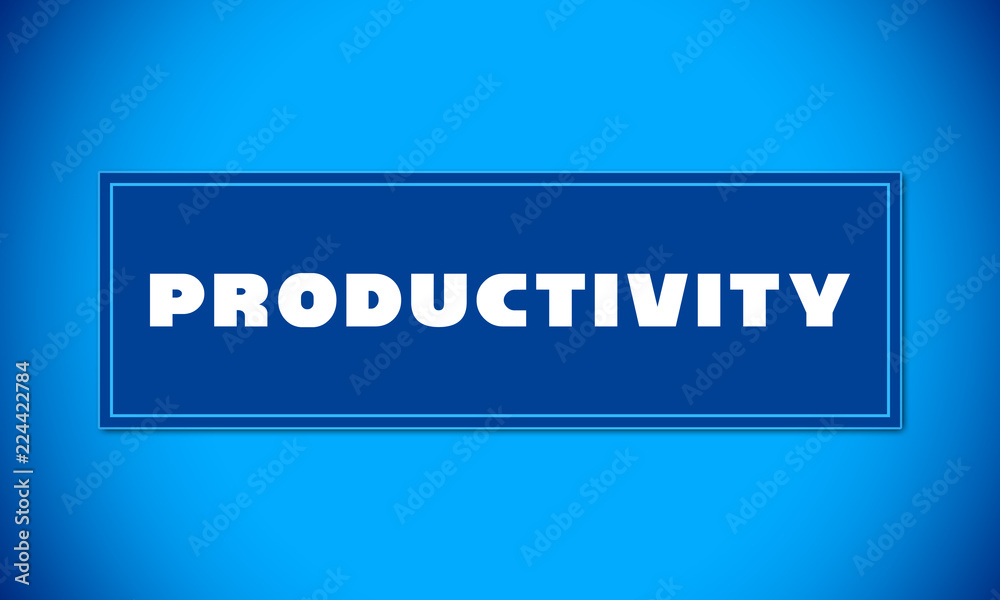 Productivity - clear white text written on blue card on blue background