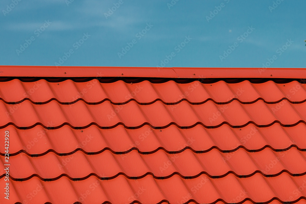 Roof metal sheets. Modern material for construction of houses. Roof metal sheets. Modern material for construction of houses.