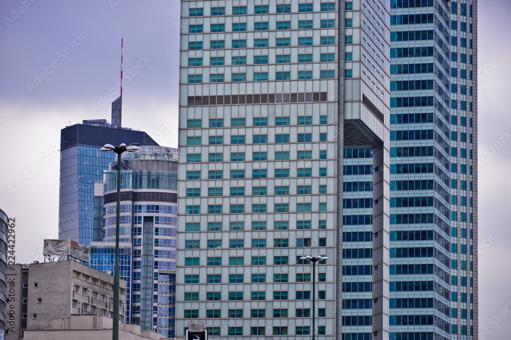 Fototapeta premium This is a view of downtown in Warsaw, capital city of Poland. March 27, 2018. Warsaw, Poland.