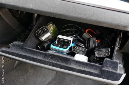 Bunch of OBD2 car scanners and diagnostic interfaces 
