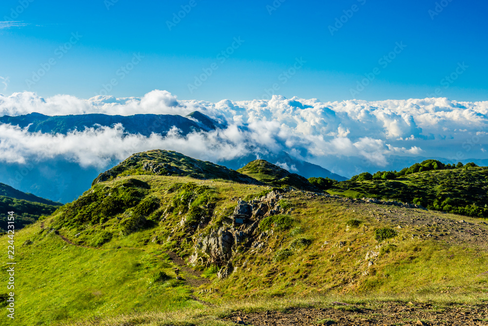 Fototapeta premium View from the top of the mountain (Peak of Matagalls, Montseny Natural Park, Catalonia, Spain)