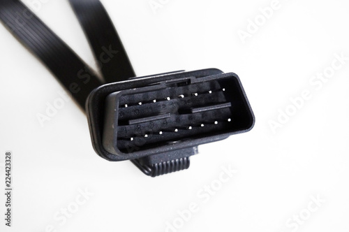 OBD2 connector on white background