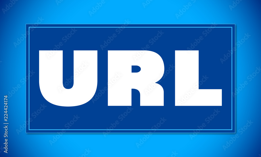 Url - clear white text written on blue card on blue background Url - clear white text written on blue card on blue background