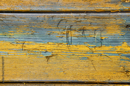 Wallpaper Mural Old wooden wall painted blue and yellow Torontodigital.ca