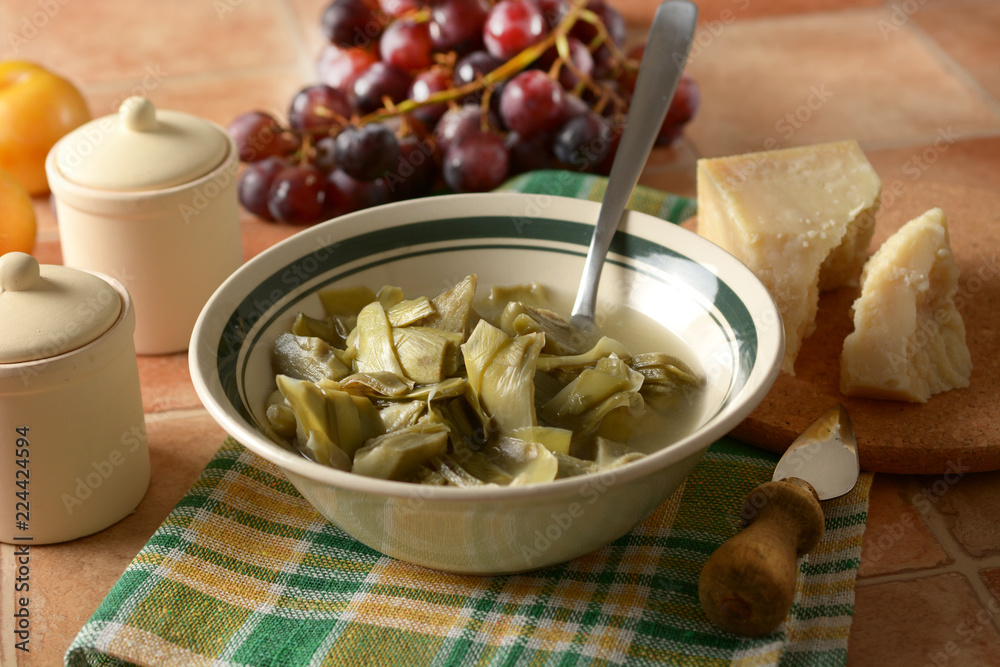 artichokes boiled in the bowl