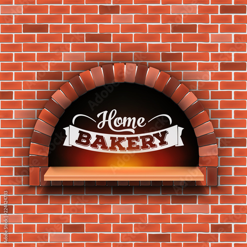 Creative vector illustration of stone brick, pizza firewood oven with fire isolated on transparent background. Art design home bakery. Abstract concept graphic pizzeria restaurant, bread shop element