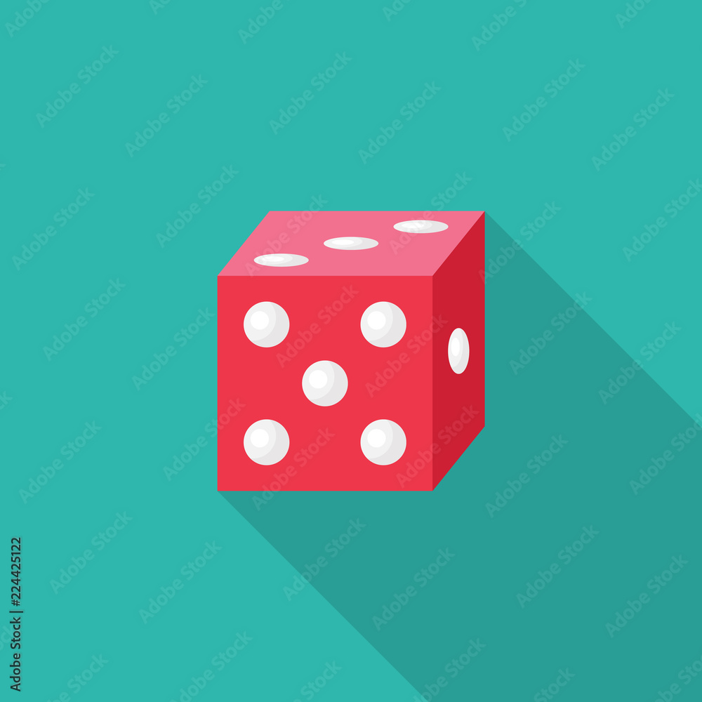 Dice flat icon with long shadow isolated on blue background. Simple
Dice in flat style, vector illustration for web and mobile design. Dice flat icon with long shadow isolated on blue background. Simple
Dice in flat style, vector illustration for web and mobile design.