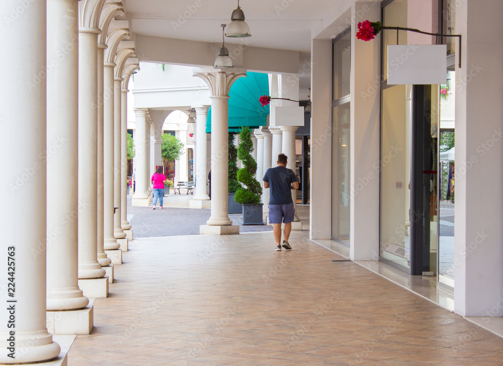 columns outside the shopping center