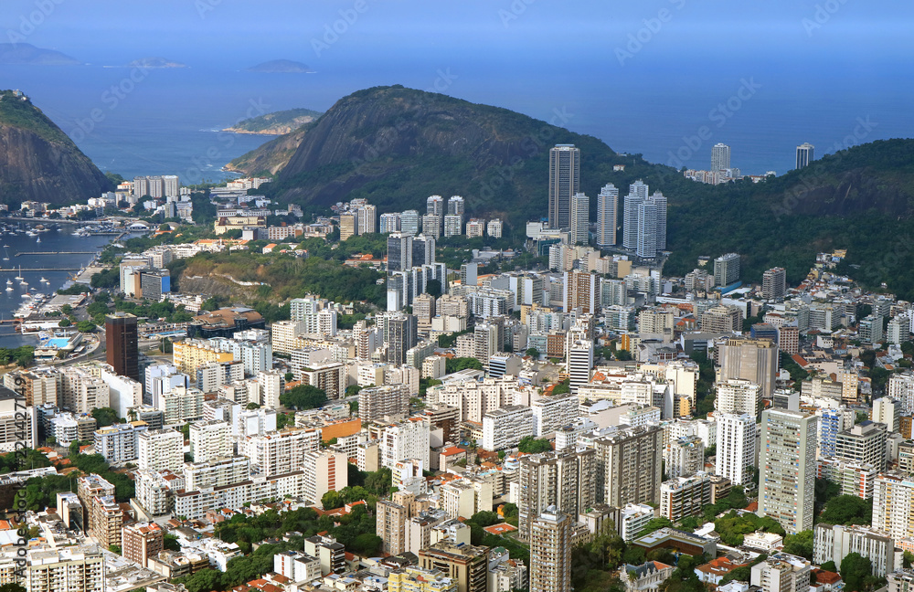 Stunning aerial view of Rio de Janeiro down town with the skyscrapers, Brazil, South America 
