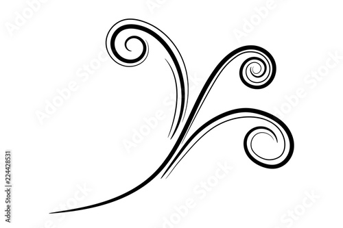 Curved black swirl decor element
