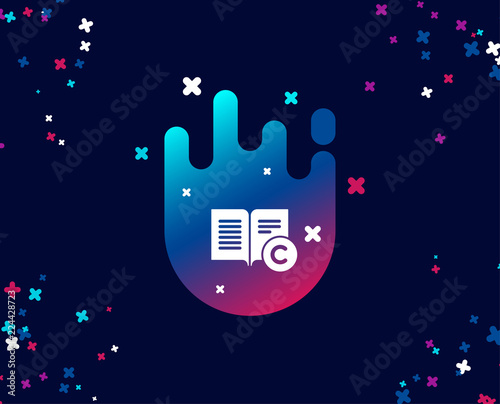 Ð¡opyright simple icon. Copywriting or Book sign. Feedback symbol. Cool banner with icon. Abstract shape with gradient. Vector