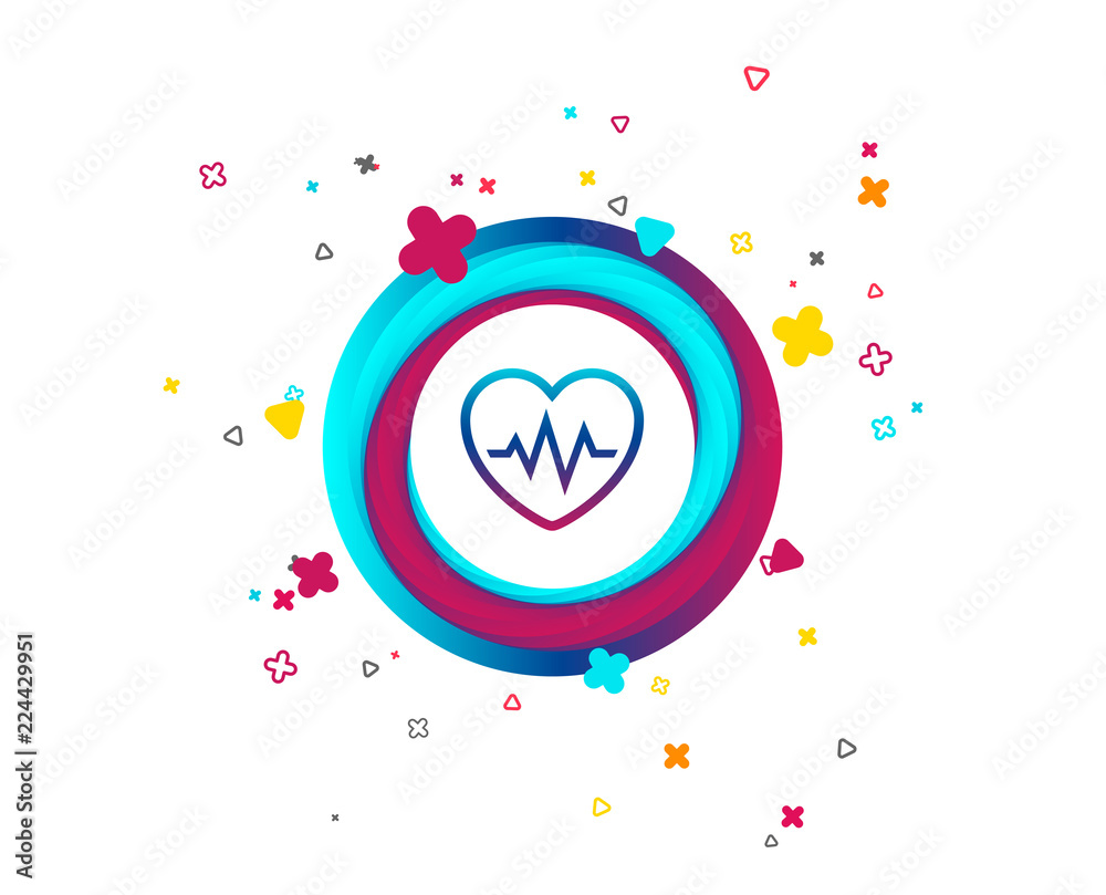 Naklejka Heartbeat sign icon. Cardiogram symbol. Colorful button with icon. Geometric elements. Vector