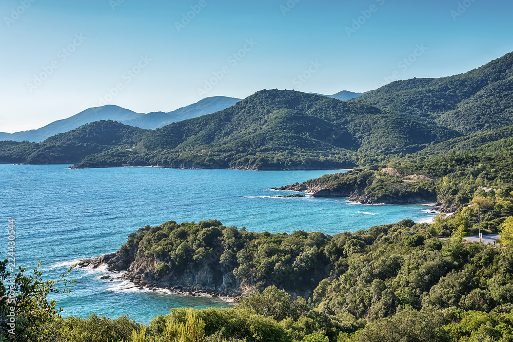 Fototapeta premium Panoramic view of Aegean sea at Chalkidiki, Greece