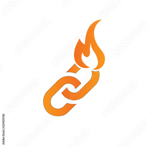 hot linc concept icon. link icon with fire flame. vector illustration isolated on white background.