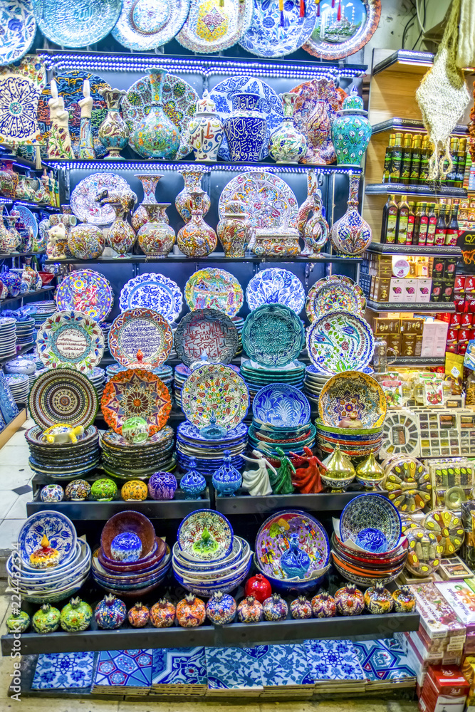 Among countless shops in Grand Bazaar market in Istanbul. Shopping and travel in Turkey concept Among countless shops in Grand Bazaar market in Istanbul. Shopping and travel in Turkey concept