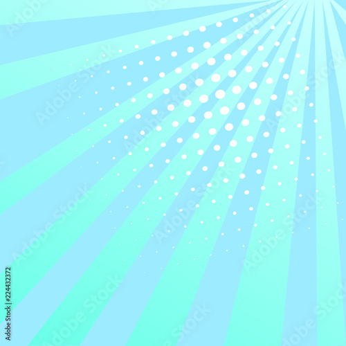 Pop art vintage background Turquoise color. imitation comic style, blue sun rays. Procurement for a billboard, magazine or poster.