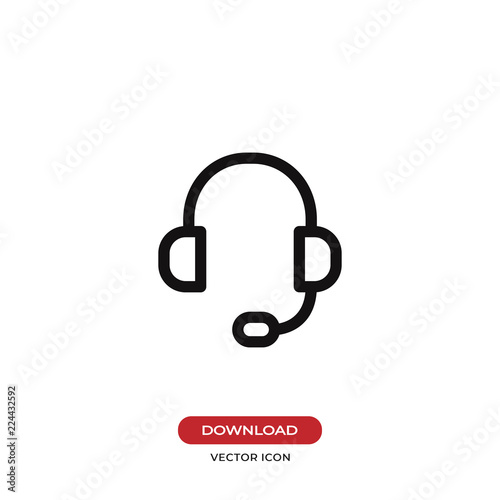 Headphone vector icon. Headset, music, audio, dj symbol.