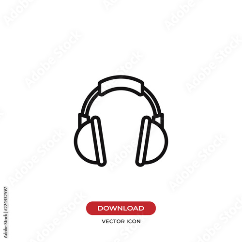 Headphone vector icon. Headset, music, audio, dj symbol.