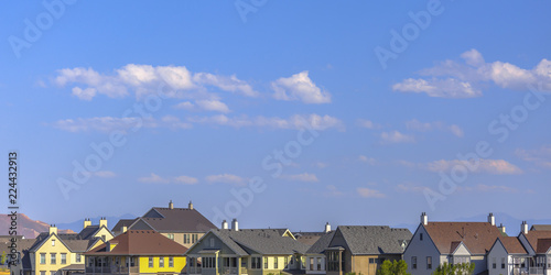 Blue sky over houses in Daybreak Utah