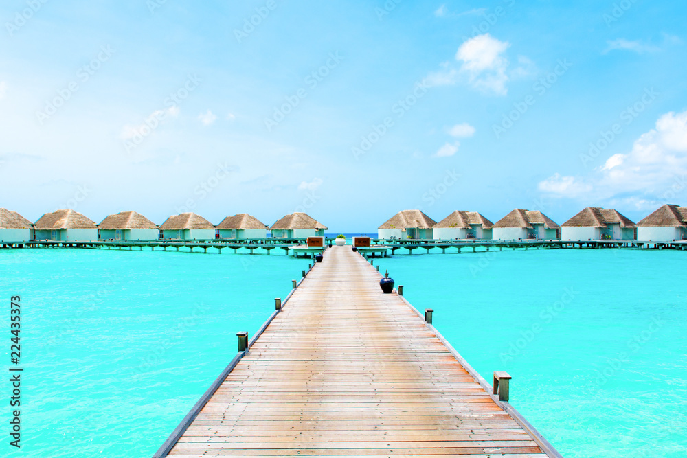 Overwater bungalow in the Indian Ocean