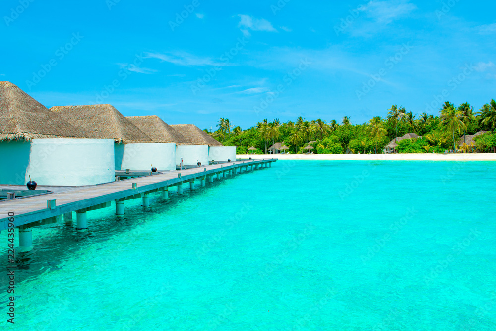 Overwater bungalow in the Indian Ocean