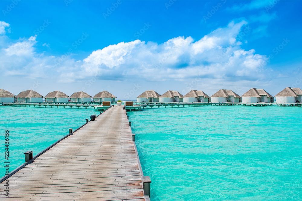 Overwater bungalow in the Indian Ocean