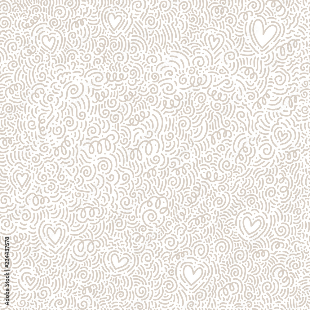 Scattered Geometric Line Shapes. Abstract Background Design. Vector Seamless Black and White Pattern.